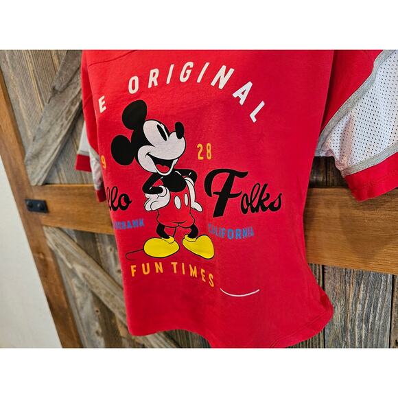 Disney Mickey Mouse Womens Cropped Top Fun Times Red XS original EUC y2k - Picture 2 of 7